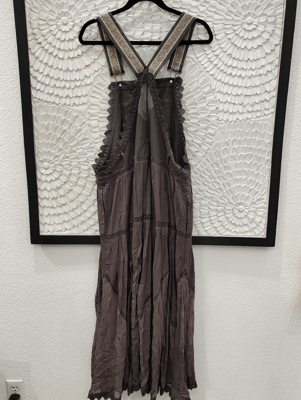 Free People Trails End Skirtall Washed Charcoal Maxi Pinafore Dress - Picture 7 of 11
